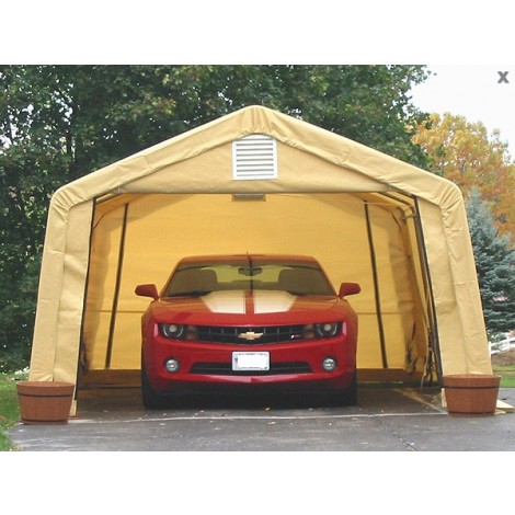 ShelterLogic 12W x 20L x 8H Peak 9oz Green Portable Garage