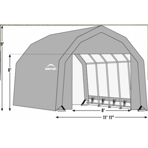 12W x 20L x 9H Barn 14.5oz White Wind and Snow Load Rated Portable Garage
