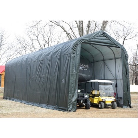 ShelterLogic 16W x 56L x 16H Peak 14.5oz Green Portable Garage
