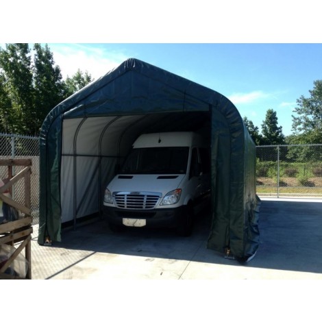 ShelterLogic 15W x 28L x 12H Peak 21.5oz Green Portable Garage