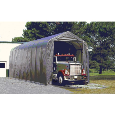 ShelterLogic 16W x 60L x 16H Peak 9oz Grey Portable Garage