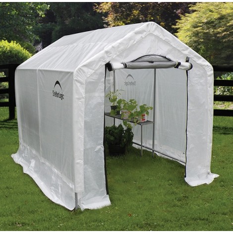 ShelterLogic 6W x 8L x 6'6"H Peak Style Organic Growers 5.5oz Translucent Greenhouse