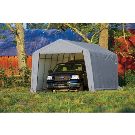 ShelterLogic 12W x 32L x 8H Peak 9oz Grey Portable Garage