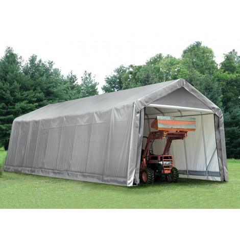 ShelterLogic 15W x 60L x 12H Peak 14.5oz Grey Portable Garage
