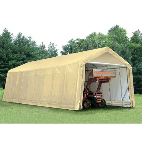 ShelterLogic 15W x 60L x 12H Peak 14.5oz Tan Portable Garage