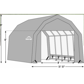 12W x 36L x 9H Barn 21.5oz Green Wind and Snow Load Rated Portable Garage